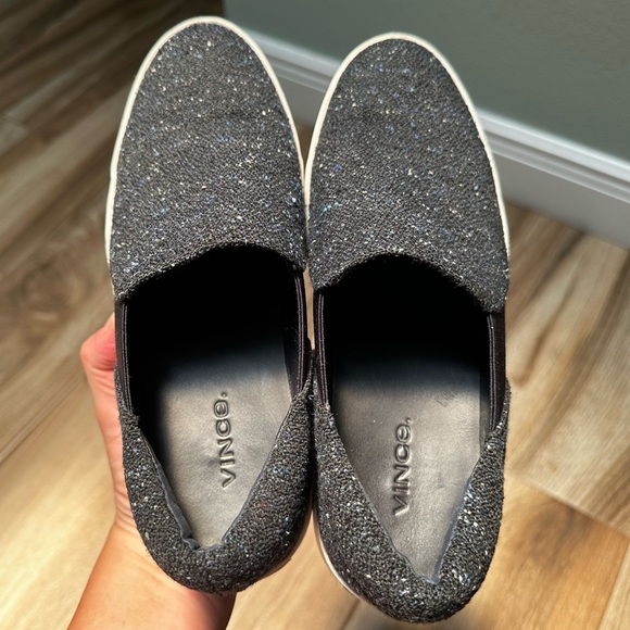 Vince The Warren Platform Sneaker Slip On Tweed Tennis Shoes Navy Blue Size 6.5 - Picture 9 of 12